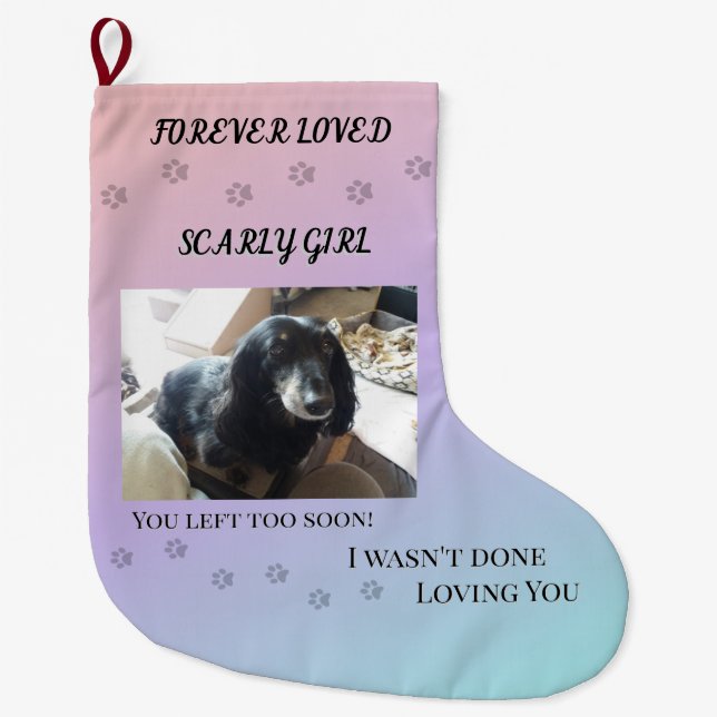 Grande Chaussette De Noël Forever Loved Holiday Pawprints Tribute (Devant)