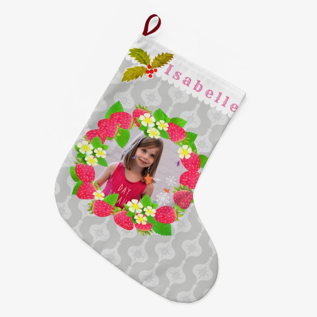 Grande Chaussette De Noël Fraise (Devant (Accrochage))