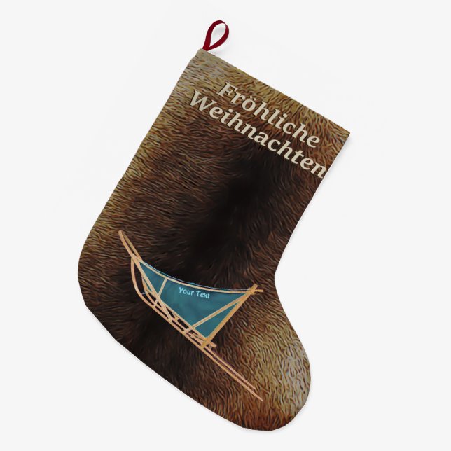 Grande Chaussette De Noël Fröhliche Weihnachten - Chien - traîneau (Devant (Accrochage))