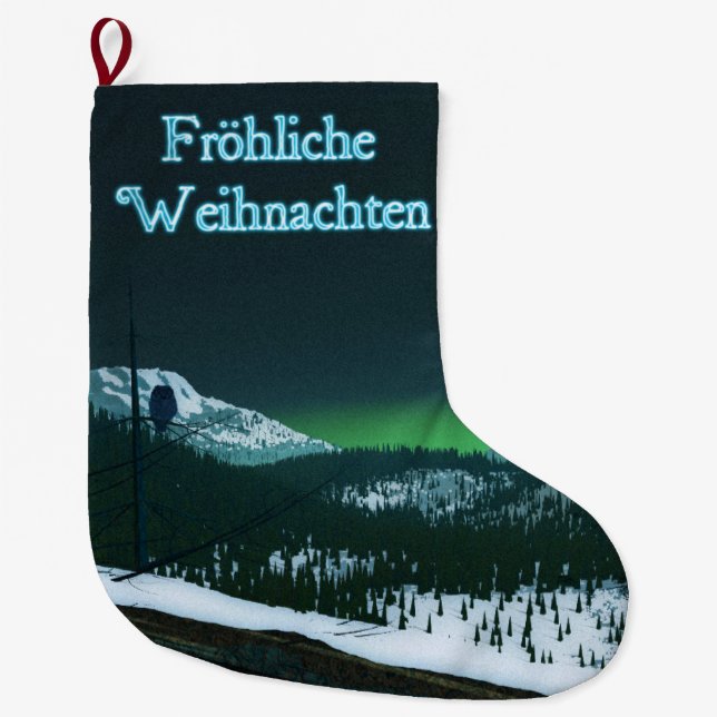 Grande Chaussette De Noël Frohliche Weihnachten - Nuit silencieuse (Devant)