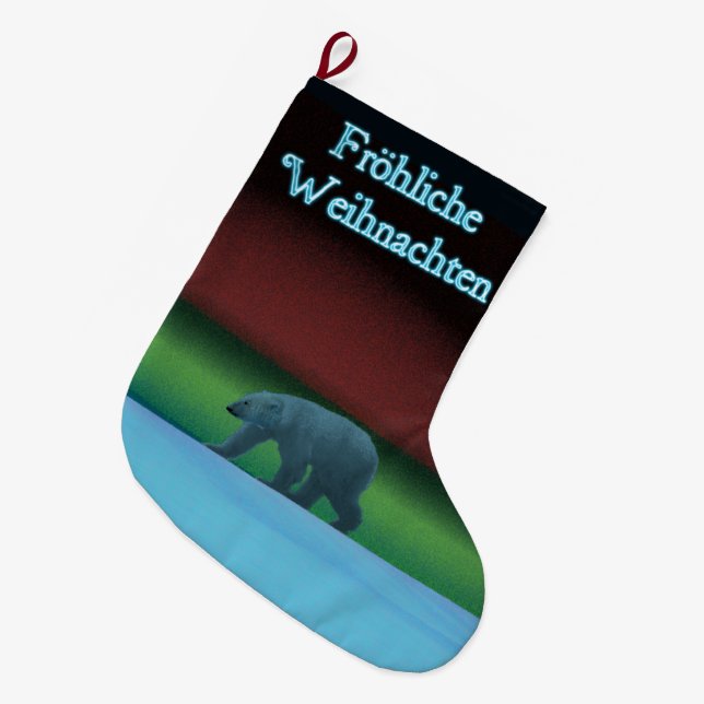 Grande Chaussette De Noël Frohliche Weihnachten - Ours polaire (Devant (Accrochage))