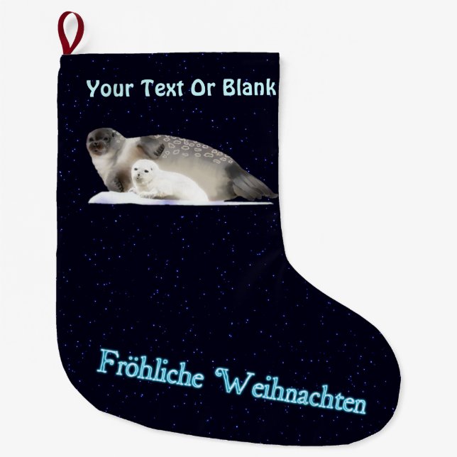Grande Chaussette De Noël Frohliche Weihnachten - Sceau annelé (Devant)