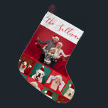 Grande Chaussette De Noël Funny Family Photo Collage Nom Red Christmas<br><div class="desc">Votre photo Personnalisée Funny Famille Collage Red Christmas StockingsFunny Famille Photo Collage Nom Red Christmas Large Christmas Stocking avec des chutes de neige sur couleur rouge vif. Design moderne et simple.</div>