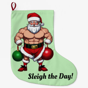 Grande Chaussette De Noël Funny Gym Santa Claus Noël Stocking
