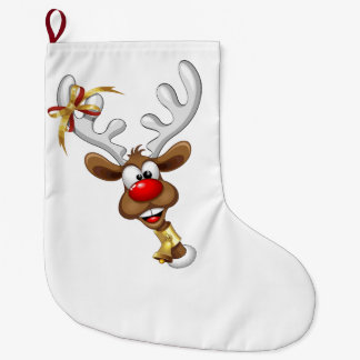 Grande Chaussette De Noël Funny Reindeer Peeking Christmas Meme 