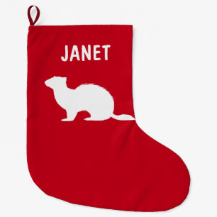 Grande Chaussette De Noël Furet dans le nom de silhouette personnalisable