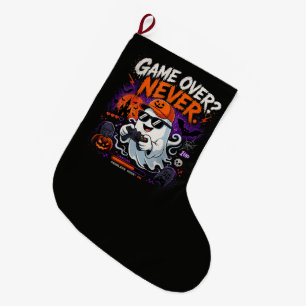 Grande Chaussette De Noël Game Over Jamais Drôle Gamer Fantôme Halloween