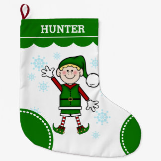 Grande Chaussette De Noël Garçon d'Elf (cheveux blonds)
