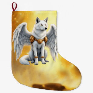 Grande Chaussette De Noël Gardien de l'Aube – Le Loup à l'Aile Blanche.