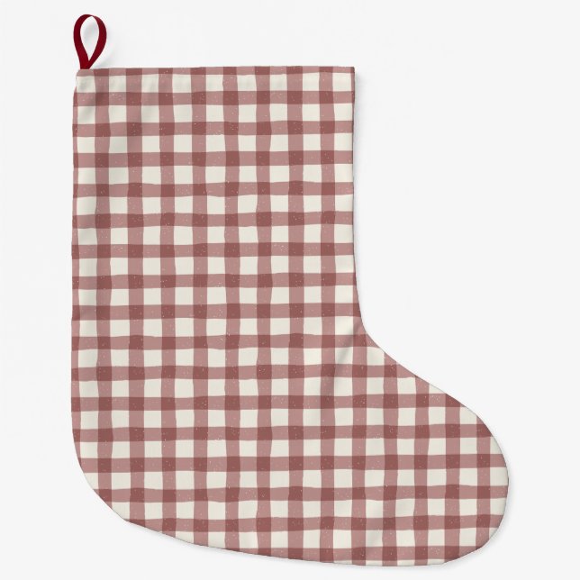 Grande Chaussette De Noël Gingham Rouge Cerise (Devant)