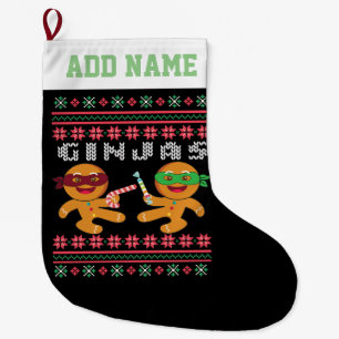 Grande Chaussette De Noël Ginjas Gingerbread Hommes laide de Noël