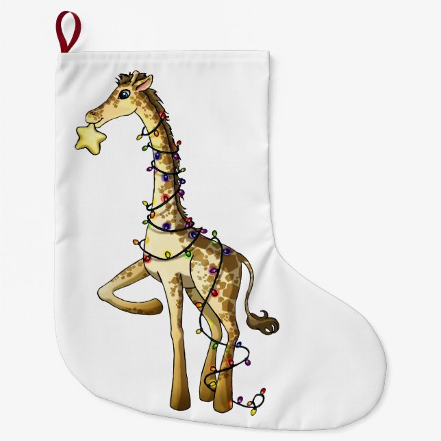 Grande Chaussette De Noël Girafe brillante (Devant)