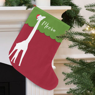 Grande Chaussette De Noël Giraffe de Noël personnalisée