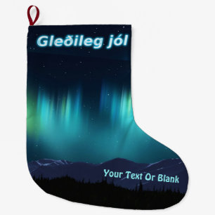Grande Chaussette De Noël Gleðileg jól - Aurora Borealis