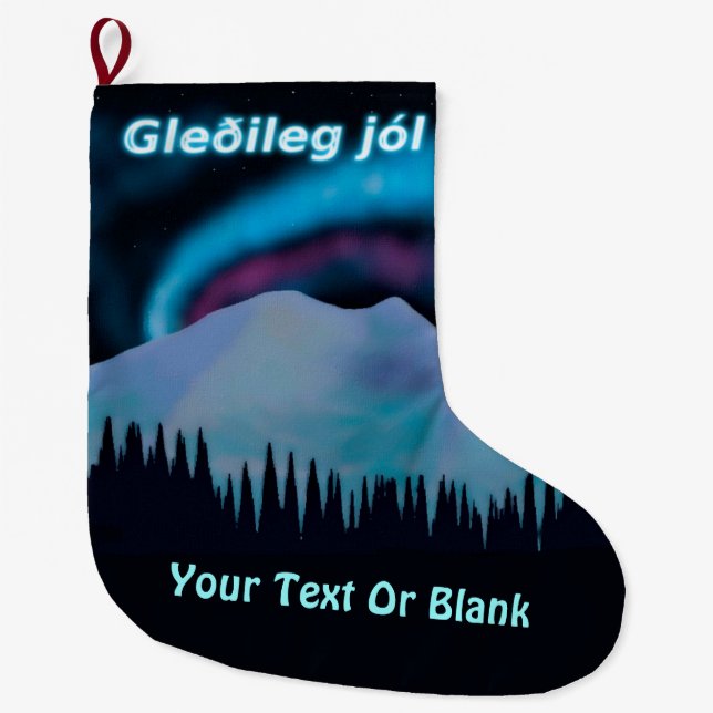 Grande Chaussette De Noël Gleðileg jól - Blue Aurora (Devant)