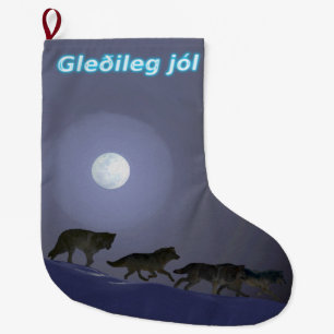 Grande Chaussette De Noël Gleðileg jól - Pack Wolf
