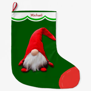 Grande Chaussette De Noël Gnome Rouge Drôle