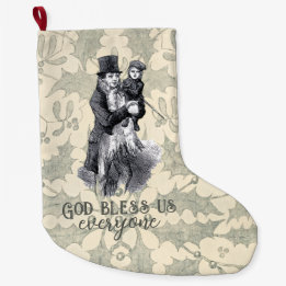 Grande Chaussette De Noël God bless us everyone Dickens Christmas Carol