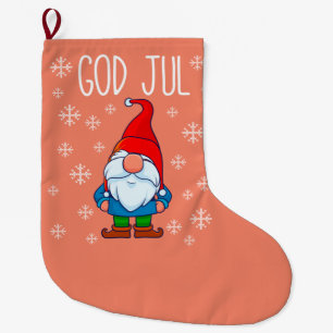 Grande Chaussette De Noël God Jul, Swedish Tomte Gnome, Scandinavian Merry