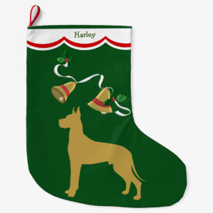 Grande Chaussette De Noël Gold Great Dane Holiday Bells