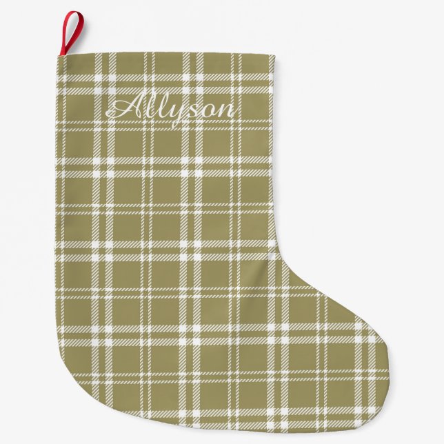 Grande Chaussette De Noël Gold Plaid (Devant)
