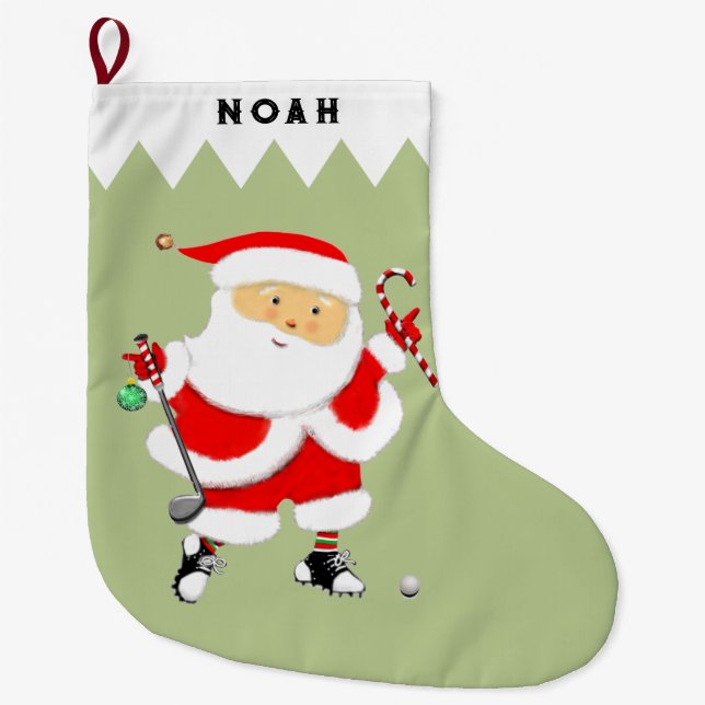 Grande Chaussette De Noël Golf personnalisé (Devant)