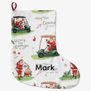Grande Chaussette De Noël Golf Que le parcours soit avec vous avec Père Noël