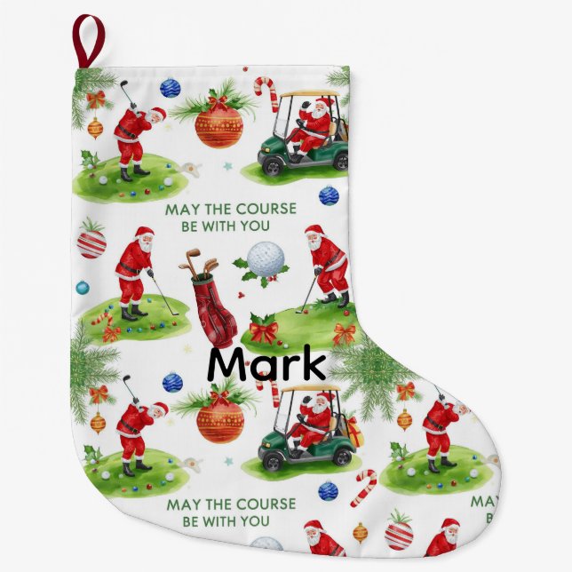 Grande Chaussette De Noël Golf Que le parcours soit avec vous avec Père Noël (Devant)