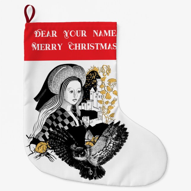 Grande Chaussette De Noël Gothic Night Owl and woman (Devant)