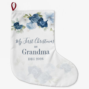 Grande Chaussette De Noël Grand-parents Eucalyptus Floral 1er Noël