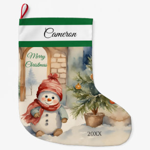 Grande Chaussette De Noël Grand Snowman de Noël Stocker