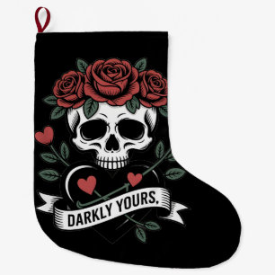 Grande Chaussette De Noël Graphique Darkly Yours : Crâne gothique avec des r