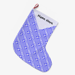 Grande Chaussette De Noël Grèce Drapeau grec Carrelé noir Personnalisé