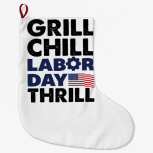 Grande Chaussette De Noël Grill Usa America Fête du Travail Chill Thrill BBQ