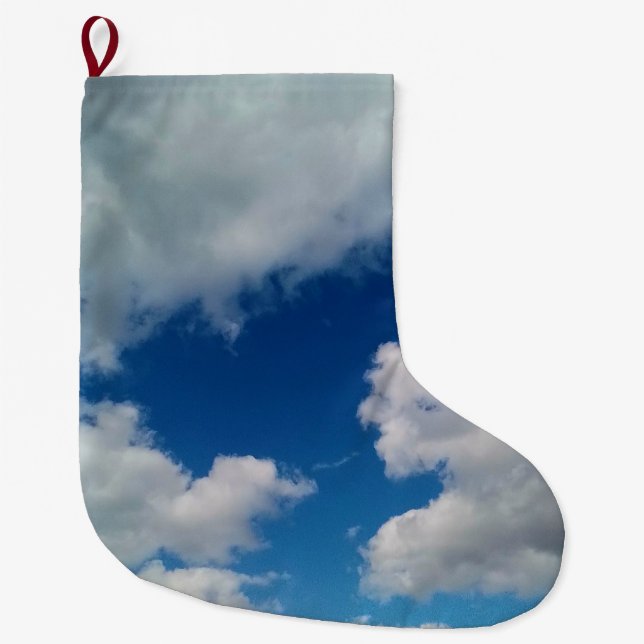 Grande Chaussette De Noël Gros coins de nuage (Devant)
