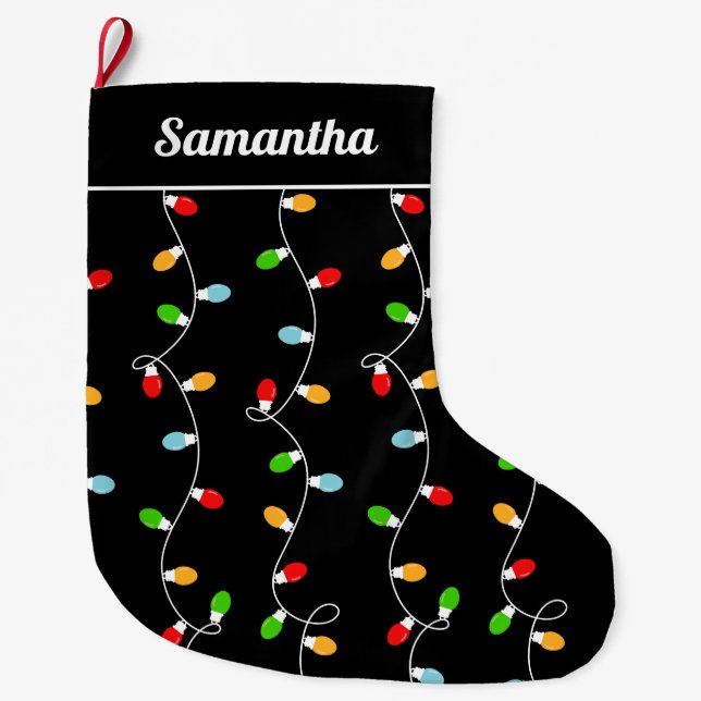 Grande Chaussette De Noël Guirlande de Noël Noir (Devant)