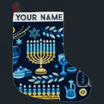 Grande Chaussette De Noël Hanoukka Chanukah Bleu moderne Noël juif<br><div class="desc">Hanoukah,  menorah,  décoration de maison,  décoration Hanoukka,  menorah colorée,  Décembre juif,  menorah stocké,  personnalisée,  festival de lumières, </div>