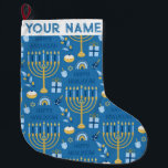 Grande Chaussette De Noël Hanoukka Chanukah bleu moderne Noël juif Lar<br><div class="desc">Hanoukah,  menorah,  décoration de maison,  décoration Hanoukka,  menorah colorée,  Décembre juif,  menorah stocké,  personnalisée,  festival de lumières, </div>