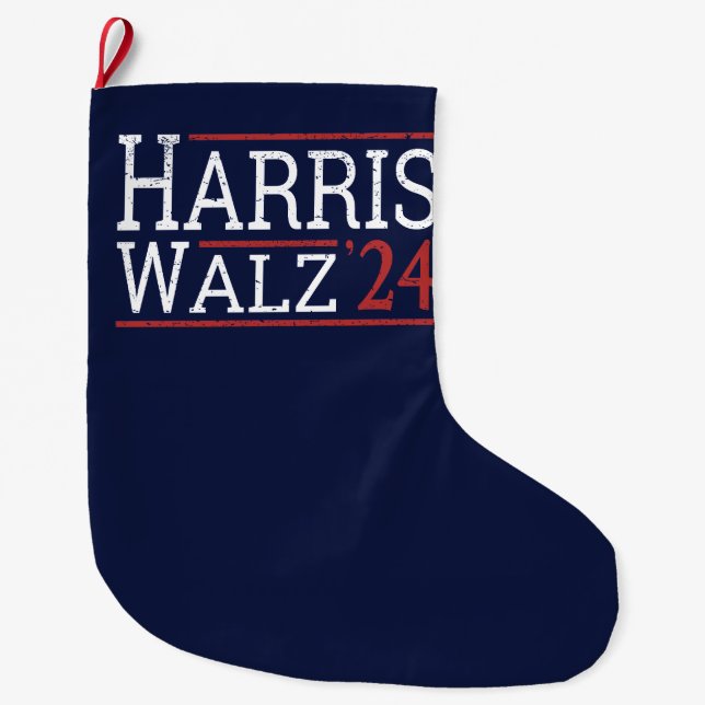 Grande Chaussette De Noël Harris Walz Election 2024 I (Devant)
