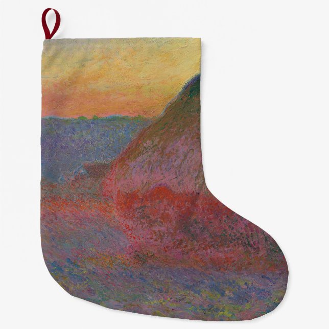 Grande Chaussette De Noël Haystacks (par Claude Monet) (Devant)