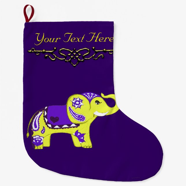 Grande Chaussette De Noël Henna Elephant (Devant)