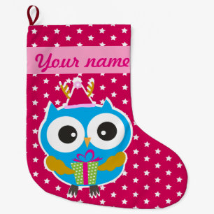 Grande Chaussette De Noël Hibou de Noël