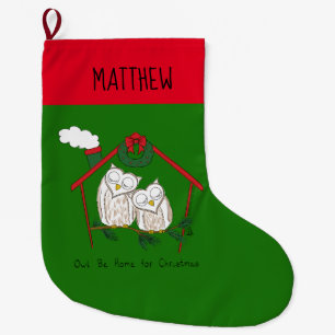 Grande Chaussette De Noël Hibou Noël mignon Enfants