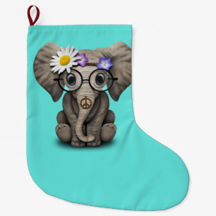 Grande Chaussette De Noël Hippie mignonne d'éléphant de bébé