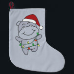 Grande Chaussette De Noël Hippo Christmas Winter Animals Hippos Large Christ<br><div class="desc">The hippo at Christmas with fairy lights. Funny animals with gifts and snow for the holidays. A sweet Christmas greeting. Hippos are cute animals and perfect for Christmas.</div>