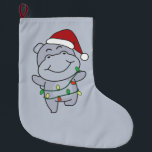 Grande Chaussette De Noël Hippo Christmas Winter Animals Hippos Large Christ<br><div class="desc">The hippo at Christmas with fairy lights. Funny animals with gifts and snow for the holidays. A sweet Christmas greeting. Hippos are cute animals and perfect for Christmas.</div>