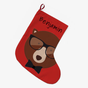 Grande Chaussette De Noël Hipster Bear Personnalisé