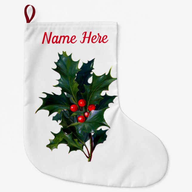 Grande Chaussette De Noël Holly Berry Christmas Stocking (Devant)