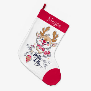Grande Chaussette De Noël Holly Jolly Reindeer