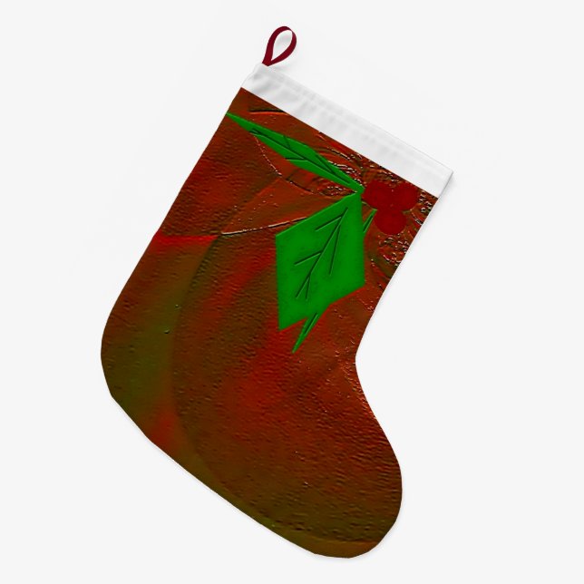 Grande Chaussette De Noël "Holly with Berries" (Devant (Accrochage))